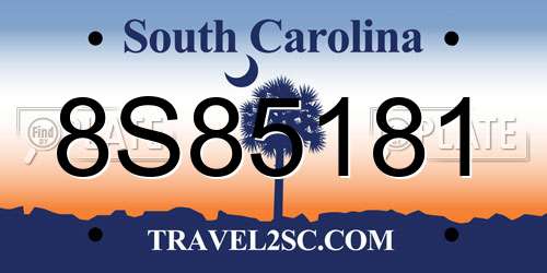 8S85181 South Carolina License Plate