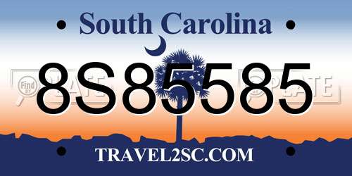 8S85585 South Carolina License Plate
