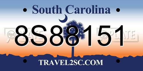 8S88151 South Carolina License Plate