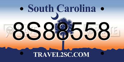 8S88558 South Carolina License Plate
