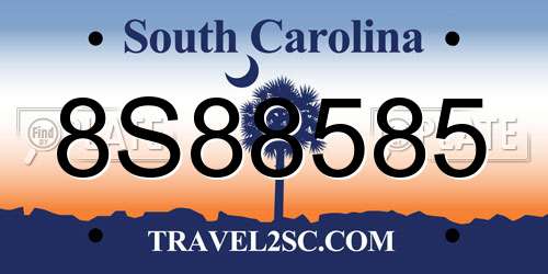 8S88585 South Carolina License Plate