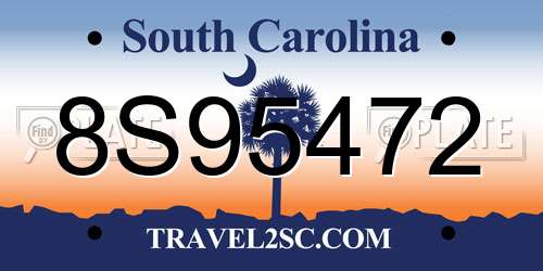 8S95472 South Carolina License Plate