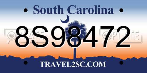 8S98472 South Carolina License Plate