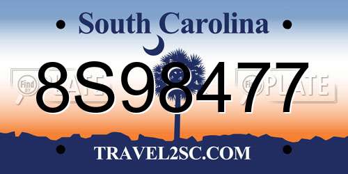8S98477 South Carolina License Plate