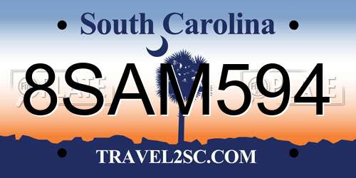 8SAM594 South Carolina License Plate