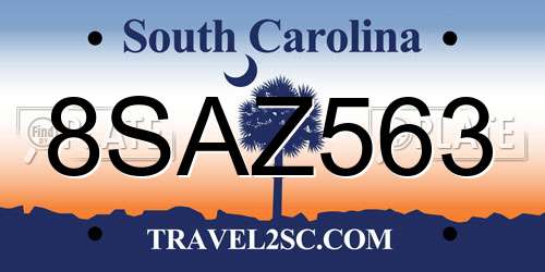 8SAZ563 South Carolina License Plate