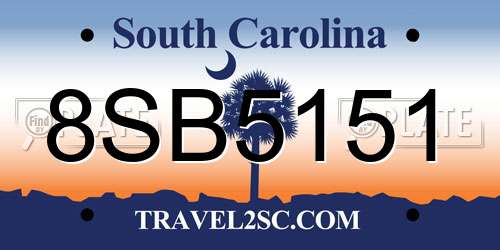8SB5151 South Carolina License Plate
