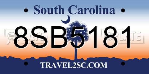 8SB5181 South Carolina License Plate