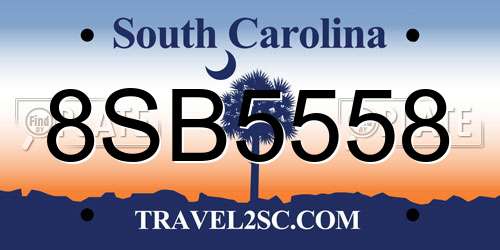 8SB5558 South Carolina License Plate