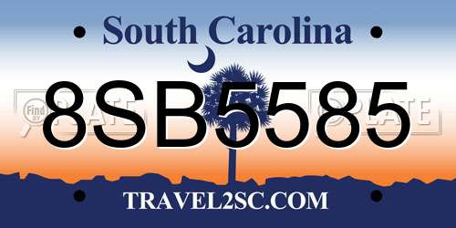 8SB5585 South Carolina License Plate