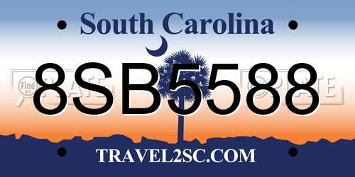 8SB5588 South Carolina License Plate