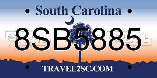 8SB5885 South Carolina License Plate