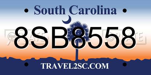 8SB8558 South Carolina License Plate