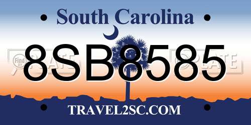 8SB8585 South Carolina License Plate