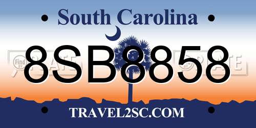 8SB8858 South Carolina License Plate