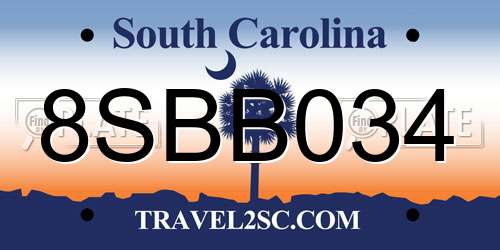 8SBB034 South Carolina License Plate