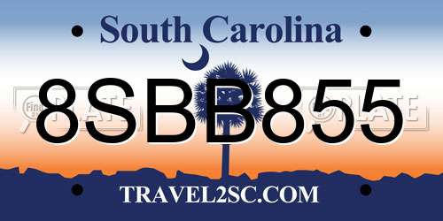 8SBB855 South Carolina License Plate
