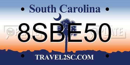 8SBE50 South Carolina License Plate