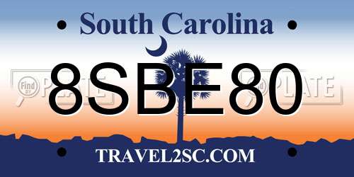 8SBE80 South Carolina License Plate