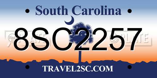 8SC2257 South Carolina License Plate