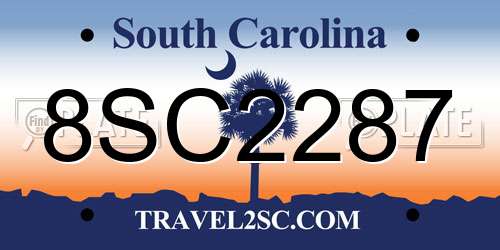 8SC2287 South Carolina License Plate