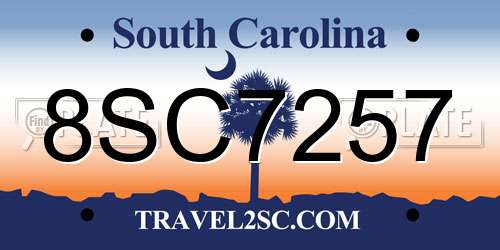 8SC7257 South Carolina License Plate