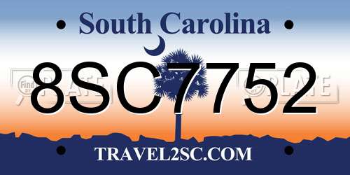 8SC7752 South Carolina License Plate