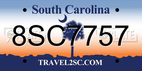 8SC7757 South Carolina License Plate
