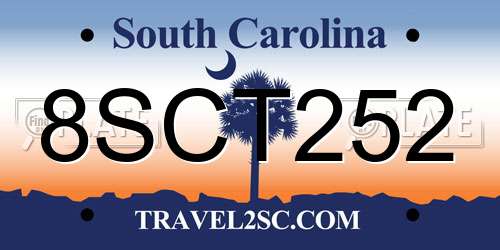 8SCT252 South Carolina License Plate
