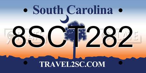 8SCT282 South Carolina License Plate