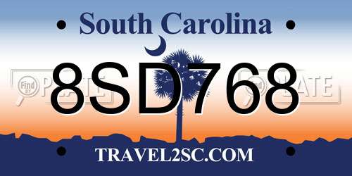 8SD768 South Carolina License Plate