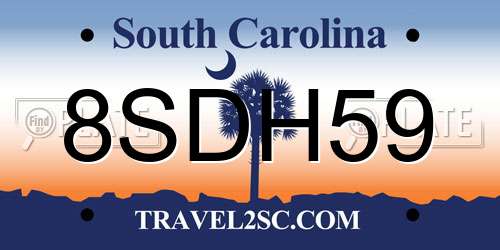 8SDH59 South Carolina License Plate