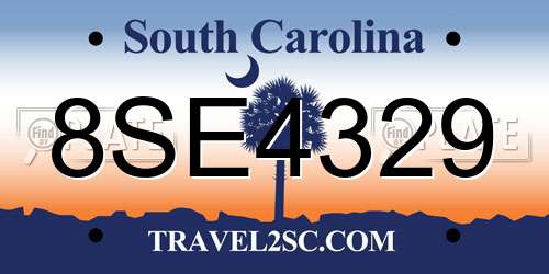 8SE4329 South Carolina License Plate