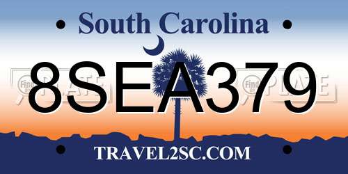 8SEA379 South Carolina License Plate