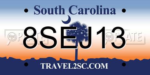 8SEJ13 South Carolina License Plate