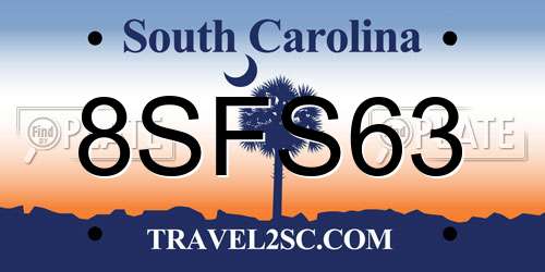 8SFS63 South Carolina License Plate