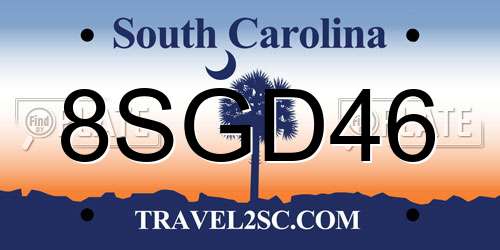 8SGD46 South Carolina License Plate