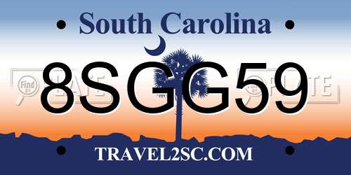 8SGG59 South Carolina License Plate