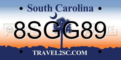 8SGG89 South Carolina License Plate