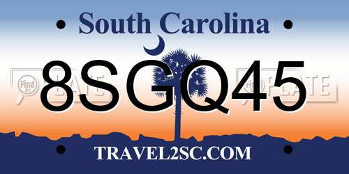 8SGQ45 South Carolina License Plate