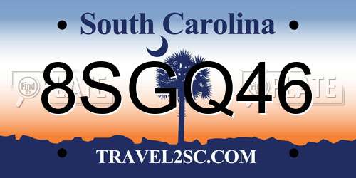 8SGQ46 South Carolina License Plate