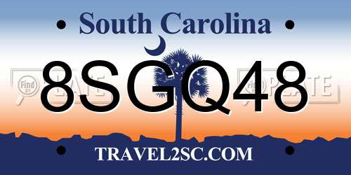 8SGQ48 South Carolina License Plate