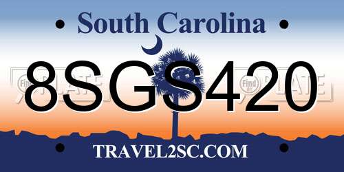 8SGS420 South Carolina License Plate