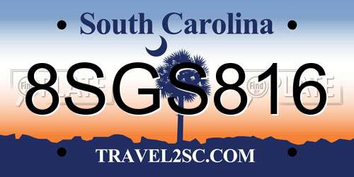 8SGS816 South Carolina License Plate