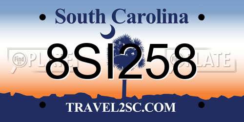 8SI258 South Carolina License Plate