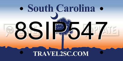 8SIP547 South Carolina License Plate