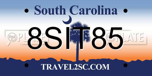 8SIT85 South Carolina License Plate