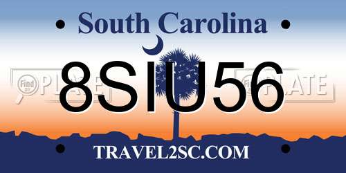 8SIU56 South Carolina License Plate