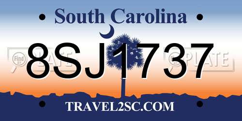8SJ1737 South Carolina License Plate