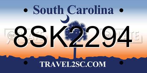 8SK2294 South Carolina License Plate